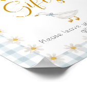 Silly Goose Blue Gingham Baby Shower Gift Table  ポスター (角)