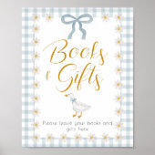 Silly Goose Blue Gingham Baby Shower Gift Table  ポスター (正面)