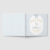 Silly Goose Blue Gingham Baby Shower Guest Book ゲストブック (全面)