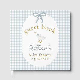Silly Goose Blue Gingham Baby Shower Guest Book ゲストブック