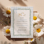 Silly Goose Blue Gingham Baby Shower Invitation 招待状