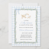 Silly Goose Blue Gingham Baby Shower Invitation 招待状 (正面)