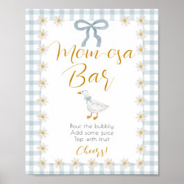 Silly Goose Blue Gingham Baby Shower Mimosa Sign ポスター