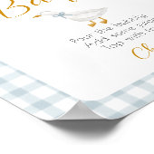 Silly Goose Blue Gingham Baby Shower Mimosa Sign ポスター (角)