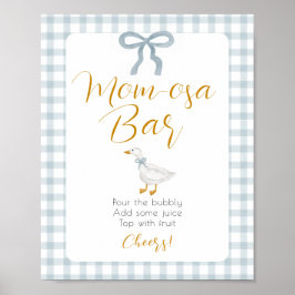 Silly Goose Blue Gingham Baby Shower Mimosa Sign ポスター