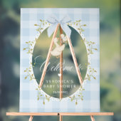 Silly Goose Blue Gingham Baby Shower Welcome アクリルサイン (ニュートラル)