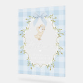 Silly Goose Blue Gingham Baby Shower Welcome アクリルサイン (傾斜)