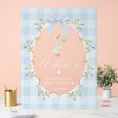 Silly Goose Blue Gingham Baby Shower Welcome アクリルサイン (ウェディング)