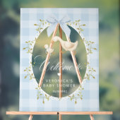 Silly Goose Blue Gingham Baby Shower Welcome アクリルサイン (ニュートラル)