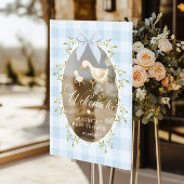 Silly Goose Blue Gingham Baby Shower Welcome アクリルサイン