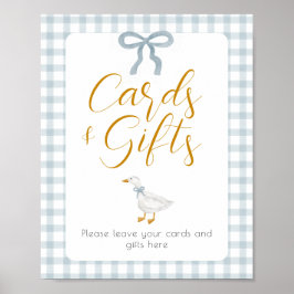 Silly Goose Blue Gingham Cards Gifts Table Sign ポスター