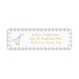 Silly Goose Blue Gingham Return Address Label ラベル