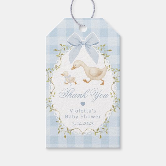 Silly Goose Blue Gingham Thank you ギフトタグ (正面)