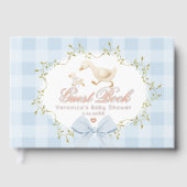 Silly Goose Blue Gingham Whimsical Baby Shower ゲストブック (正面)