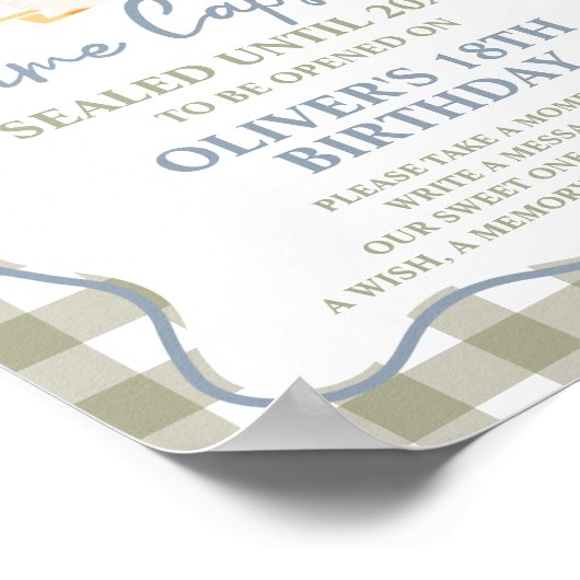 Silly Goose Blue Green 1st Birthday Time Capsule ポスター (角)