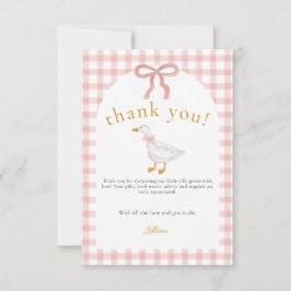 Silly Goose Blush Pink Gingham Baby Shower サンキューカード