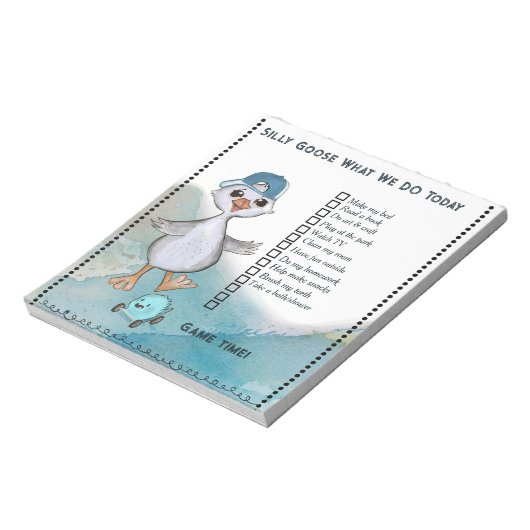 Silly Goose Boy Custom Daily Routine Checklist ノートパッド (回転)