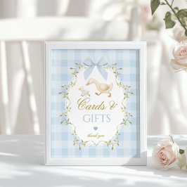 Silly Goose Cards and gifts Blue Bow Gingham ポスター