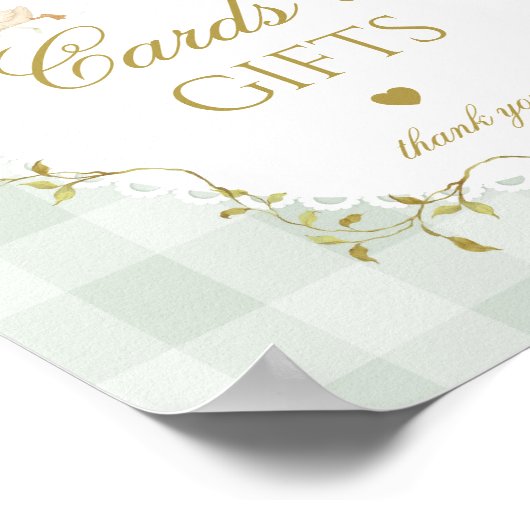 Silly Goose Cards and gifts Sage Gingham ポスター (角)