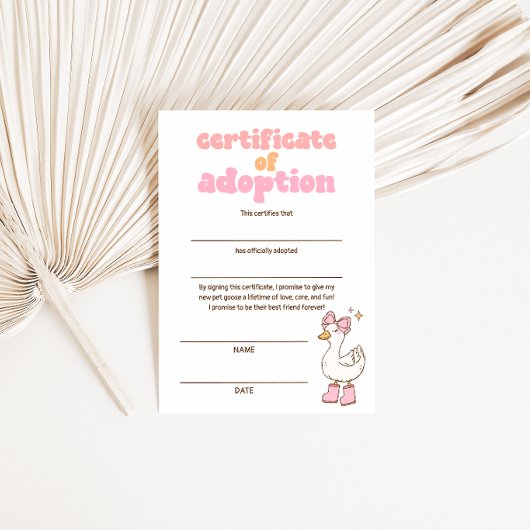 Silly Goose Certificate of Adoption 招待状