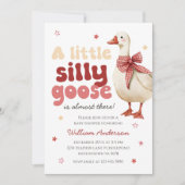 Silly Goose Christmas Bow Baby Shower 招待状 (正面)