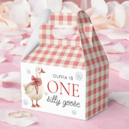 Silly Goose Christmas Gingham 1st Birthday フェイバーボックス
