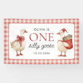 Silly Goose Christmas Gingham 1st Birthday 横断幕 (横)
