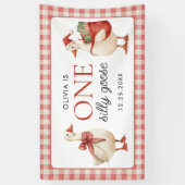 Silly Goose Christmas Gingham 1st Birthday 横断幕 (縦)