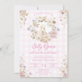 Silly Goose Coquette Pink Bow Girl Baby Shower 招待状