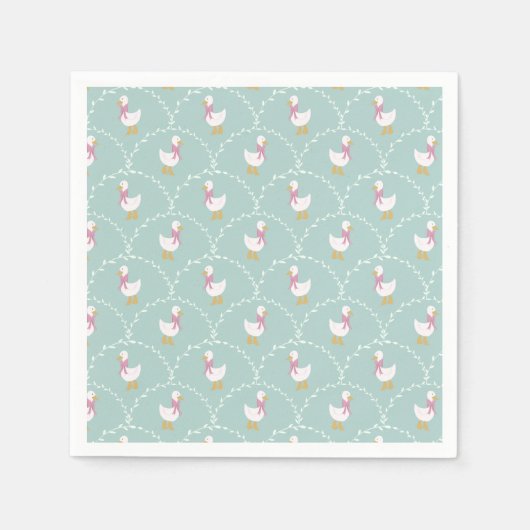 Silly Goose Cute Duck Pattern Blue Kids Party スタンダードカクテルナプキン (正面)