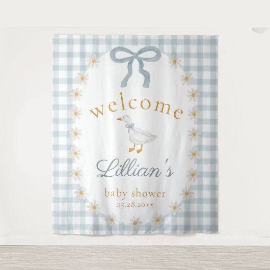 Silly Goose Daisy Baby Shower Welcome Backdrop  タペストリー (正面)