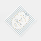Silly Goose Daisy Blue Bow Gingham Baby Shower スタンダードランチョンナプキン (角)