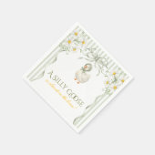 Silly Goose Daisy Sage Green Neutral Baby Shower スタンダードカクテルナプキン (角)