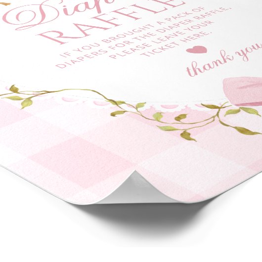 Silly Goose Diaper raffle Pink Gingham Bow ポスター (角)