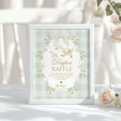 Silly Goose Diaper Raffle Sage Green Whimsical ポスター