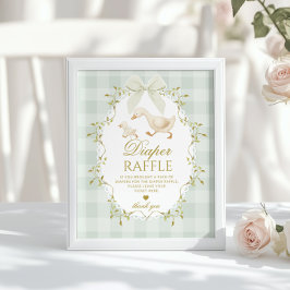 Silly Goose Diaper Raffle Sage Green Whimsical ポスター