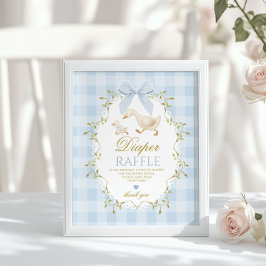 Silly Goose Diaper Raffle Sage Green Whimsical ポスター