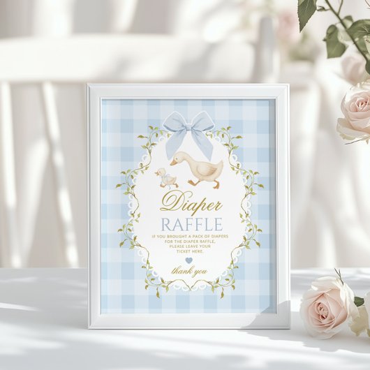 Silly Goose Diaper Raffle Sage Green Whimsical ポスター