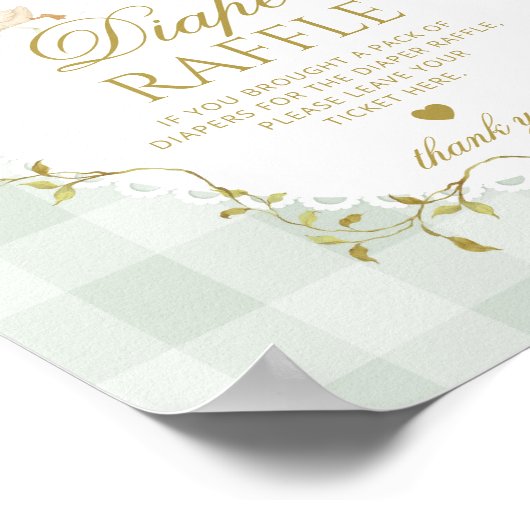 Silly Goose Diaper Raffle Sage Green Whimsical ポスター (角)