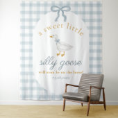 Silly Goose Duck Blue Gingham Baby Shower Backdrop タペストリー (インサイチュ)
