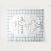 Silly Goose Duck Blue Gingham Baby Shower Backdrop タペストリー (正面(横))