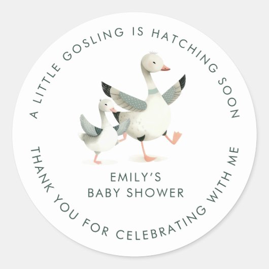 Silly Goose Favor Thank You Baby Shower ラウンドシール (正面)