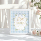 Silly Goose Favors Sage Blue Gingham Baby Shower ポスター