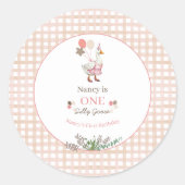 Silly Goose First Birthday Brown ラウンドシール (正面)