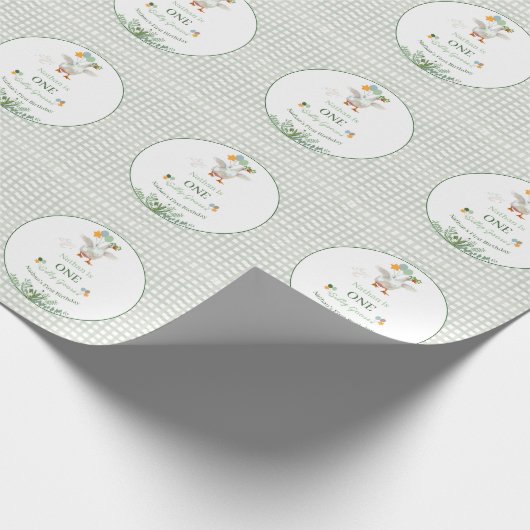 Silly Goose First Birthday Green ラッピングペーパー (角)
