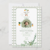 Silly Goose First Birthday Green Photo Invitation  招待状 (正面)