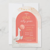 Silly Goose First Birthday Invitation Personalized 招待状 (正面)
