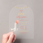 Silly Goose First Birthday Personalized Arch Party アクリル招待状 (インサイチュ (ポータブル))