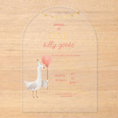 Silly Goose First Birthday Personalized Arch Party アクリル招待状 (正面)