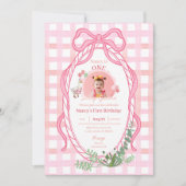 Silly Goose First Birthday Pink Photo Invitation  招待状 (正面)